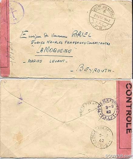 French Levant 1942 Censored envelope