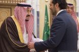 King of Saudi Arabia Salman bin Abdulaziz Al Saud with Prime Minister of Lebanon Saad Hariri