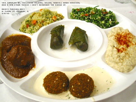 Dolma, Falafel, Tabouli, Baba Ganoush