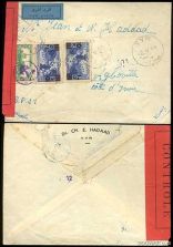 Lebanon 1944 Censored Air Mail envelope to the Ivory Coast
